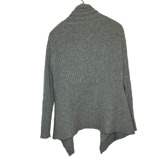Women's Small Eileen Fisher 100% Cashmere Gray Ribbed Open Knit Cardigan - Picture 7 of 10